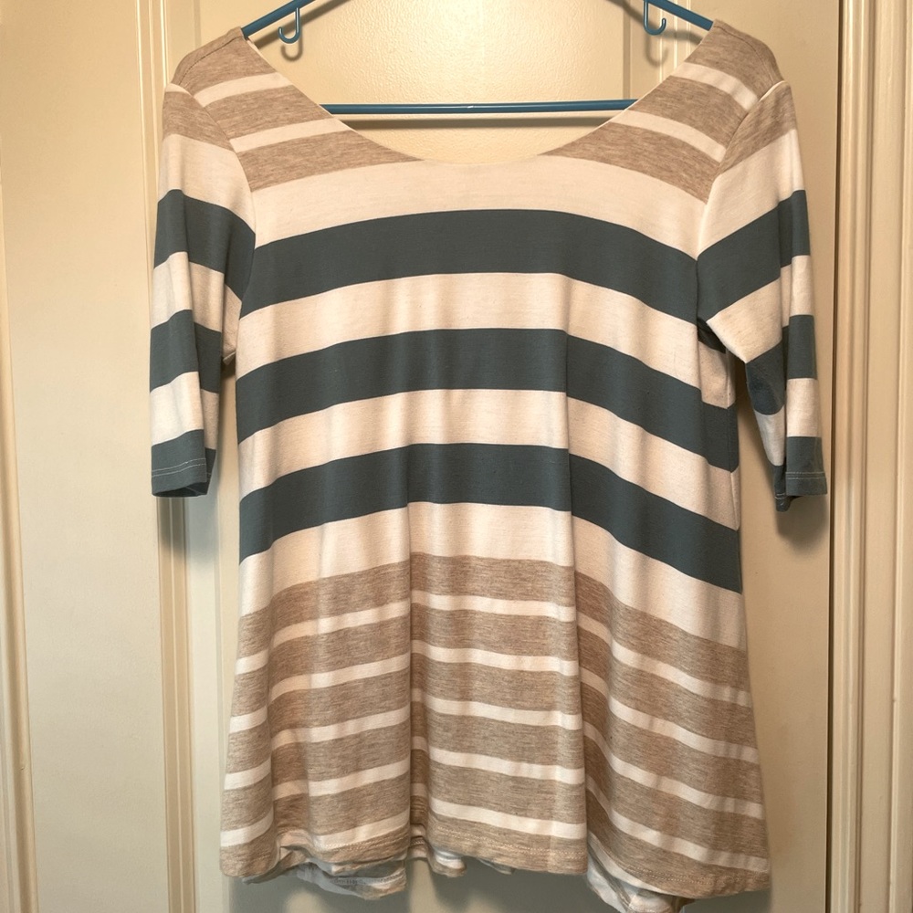 Anthropologie (puella label) Teal/Cream/White Blouse